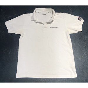 Men’s Official Porsche Polo White Sports Driving School Shirt sz S Small